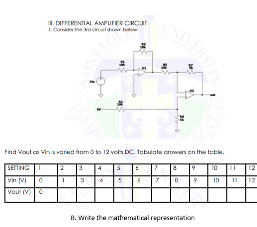 Solved III. DIFFERENTIAL AMPLIFIER CIRCUIT 1. Consider the | Chegg.com