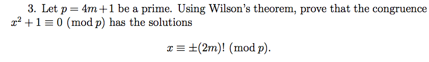 Prime Number Formula Wilson Math Solved 3. Let p 4m +1 be a prime. Using Wilson's theorem, | Chegg.com