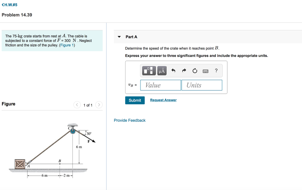 Solved KH.W#5 Problem 14.39 The 75-kg crate starts from rest | Chegg.com