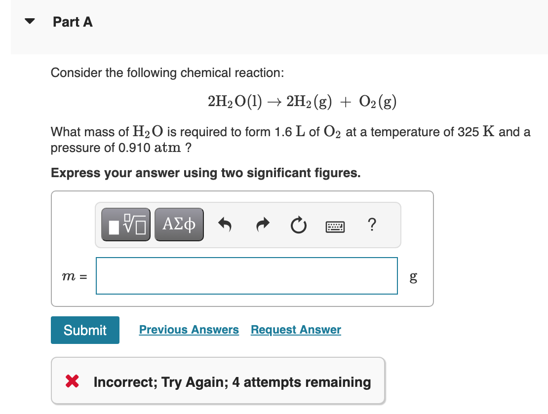 Solved Consider The Following Chemical Reaction: | Chegg.com