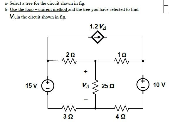 Solved a- Select a tree for the circuit shown in fig. b- Use | Chegg.com