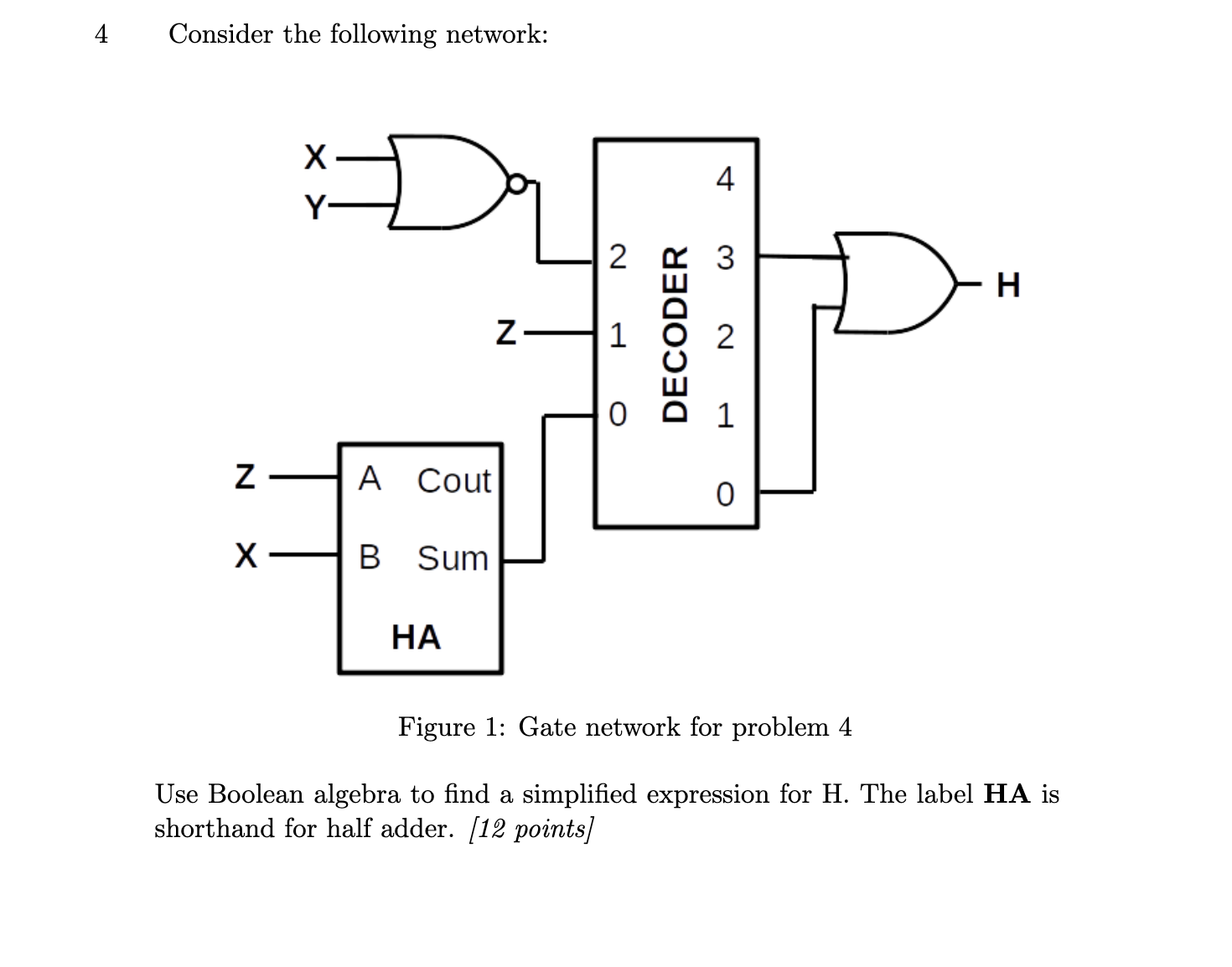 Solved 4 Consider the following network: Figure 1: Gate | Chegg.com