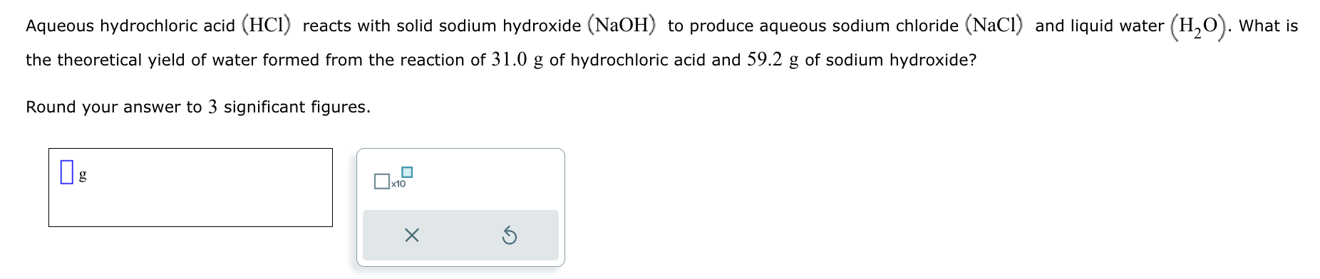 Solved Aqueous hydrochloric acid (HCl) reacts with solid | Chegg.com