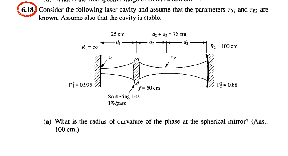 Solved 18. Consider the following laser cavity and assume | Chegg.com