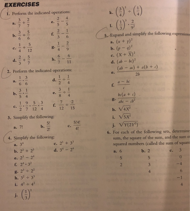 Solved EXERCISES 1. Perform the indicated operations: 3/ 9 | Chegg.com