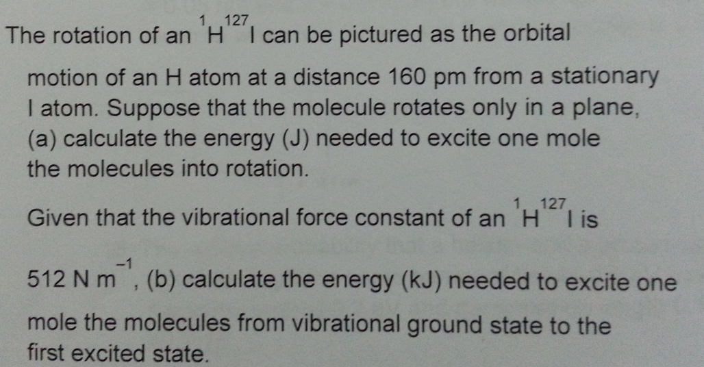 Solved 1 127 The rotation of an 'H'I can be pictured as the | Chegg.com