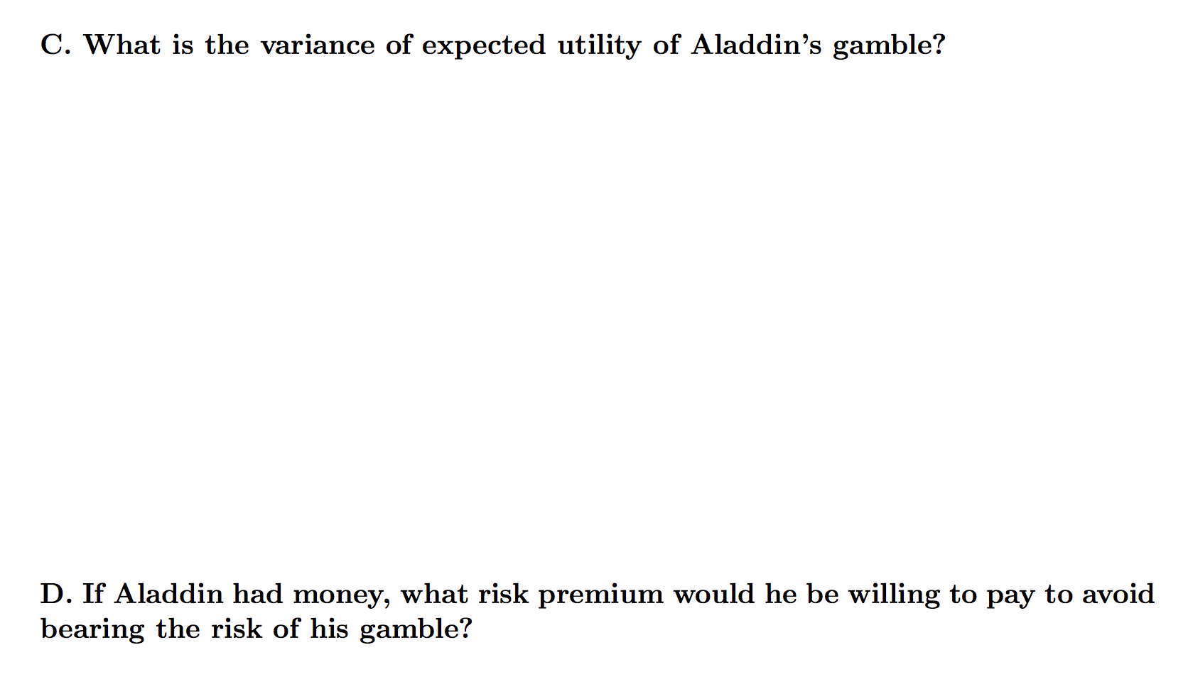 3.4 Risk Suppose Aladdin has utility function: U(W) = | Chegg.com