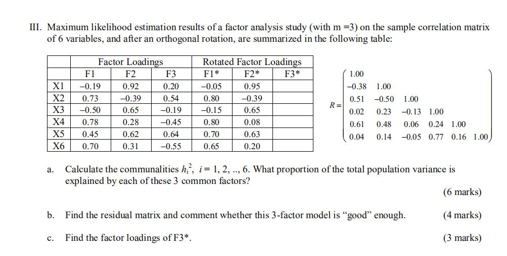 III. Maximum likelihood estimation results of a | Chegg.com
