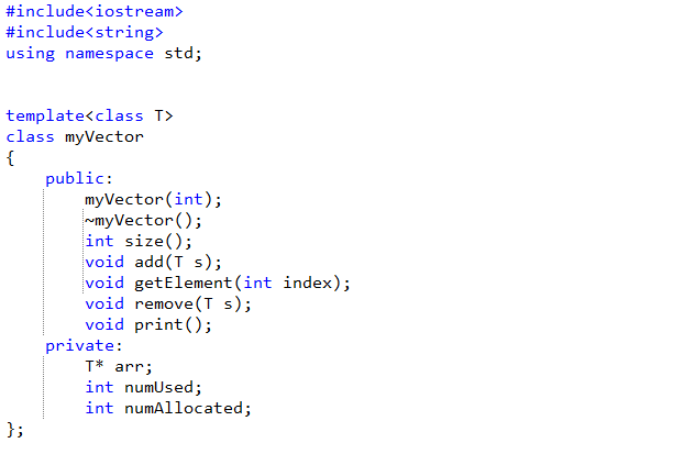 Solved In this lab, you define the myVector class. Your | Chegg.com