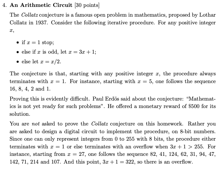Solved 4. An Arithmetic Circuit (30 points) The Collatz | Chegg.com