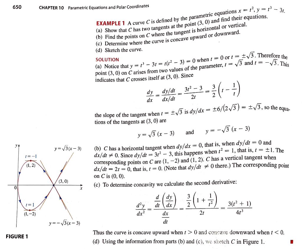 Solved EXAMPLE 1 A curve C is defined by the parametric | Chegg.com