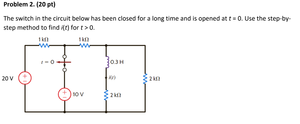 Solved Problem 2. (20 Pt) The Switch In The Circuit Below | Chegg.com