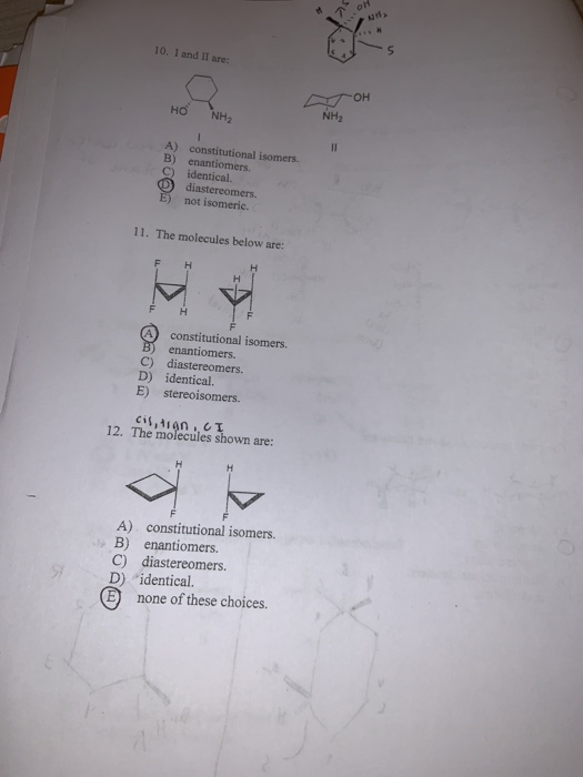 Solved ng on 10. I and II are HO NH2 NH 4) Il B)