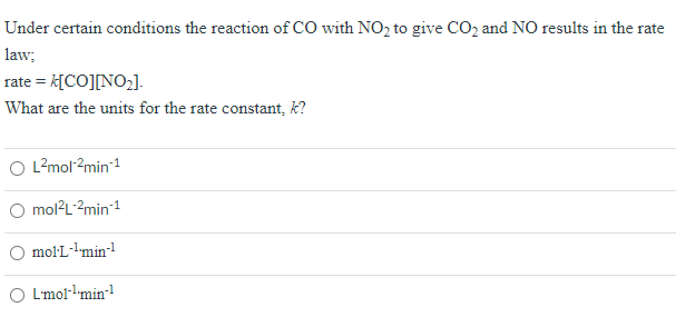 Solved Under certain conditions the reaction of CO with NO2 | Chegg.com