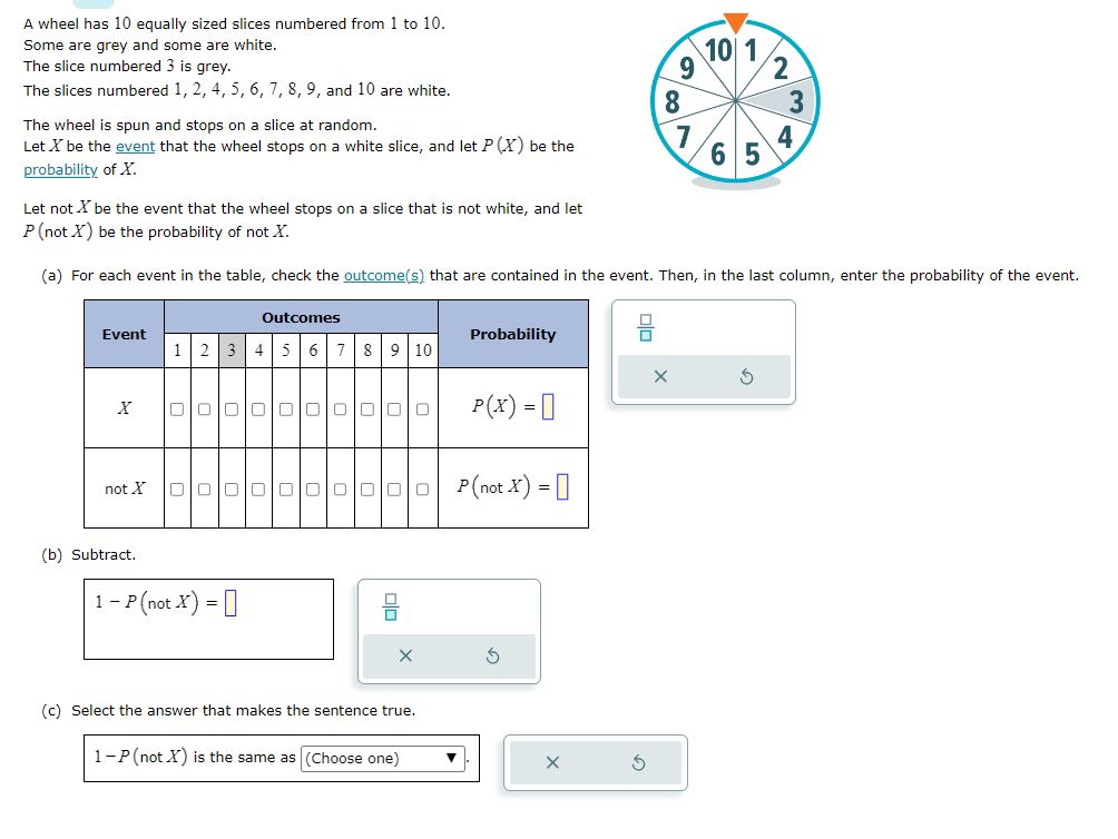 Solved A wheel has 10 equally sized slices numbered from 1 | Chegg.com