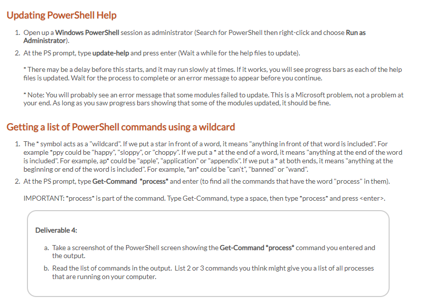 Solved Updating PowerShell Help 1. Open up a Windows | Chegg.com