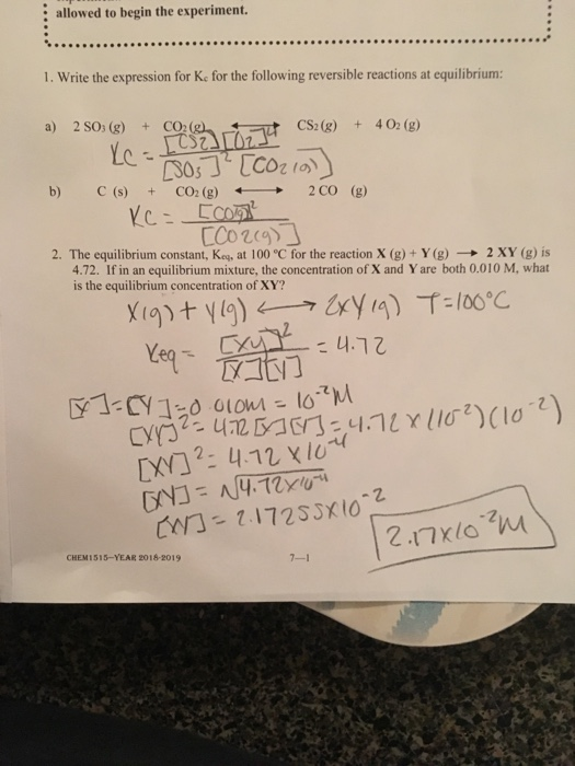 Solved : allowed to begin the experiment 1. Write the | Chegg.com