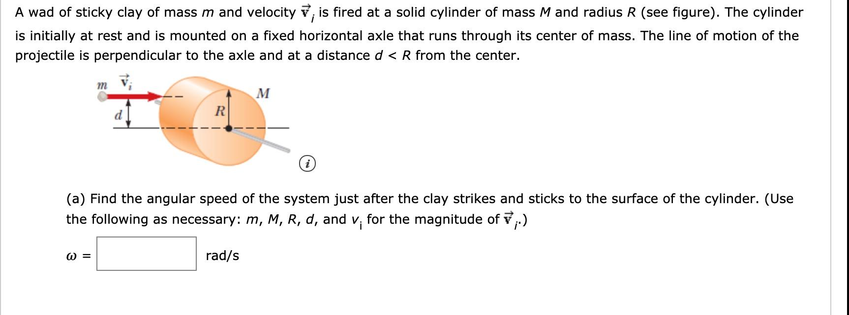 Solved A wad of sticky clay of mass m and velocity 7, is | Chegg.com