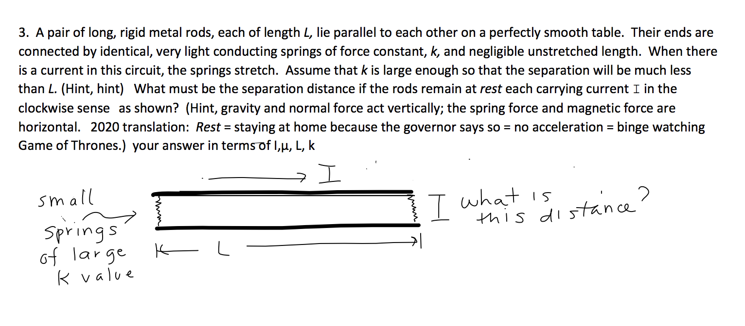 Metallic Rods In Parallel Solved 3. A pair of long, rigid metal rods, each of length | Chegg.com