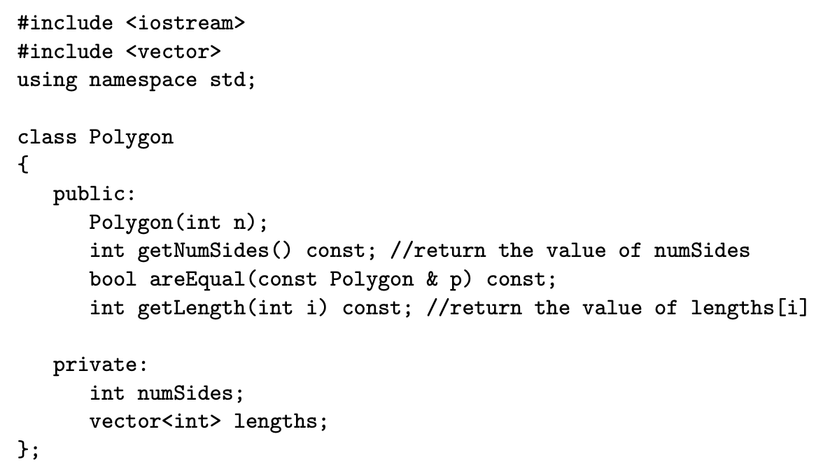 Solved (30 points) The declaration of the Polygon class is | Chegg.com