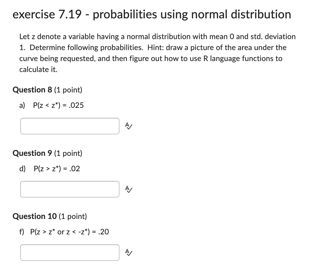 Solved exercise 7.19 - probabilities using normal | Chegg.com
