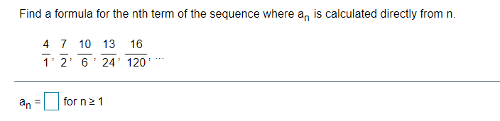 Solved Find a formula for the nth term of the sequence where | Chegg.com