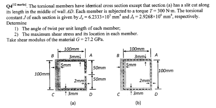 04/12 marks. The torsional members have identical | Chegg.com