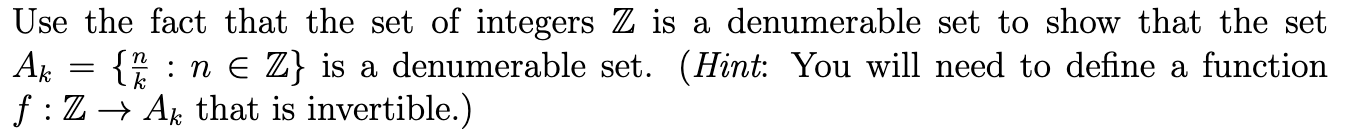 Solved Use the fact that the set of integers Z is a | Chegg.com