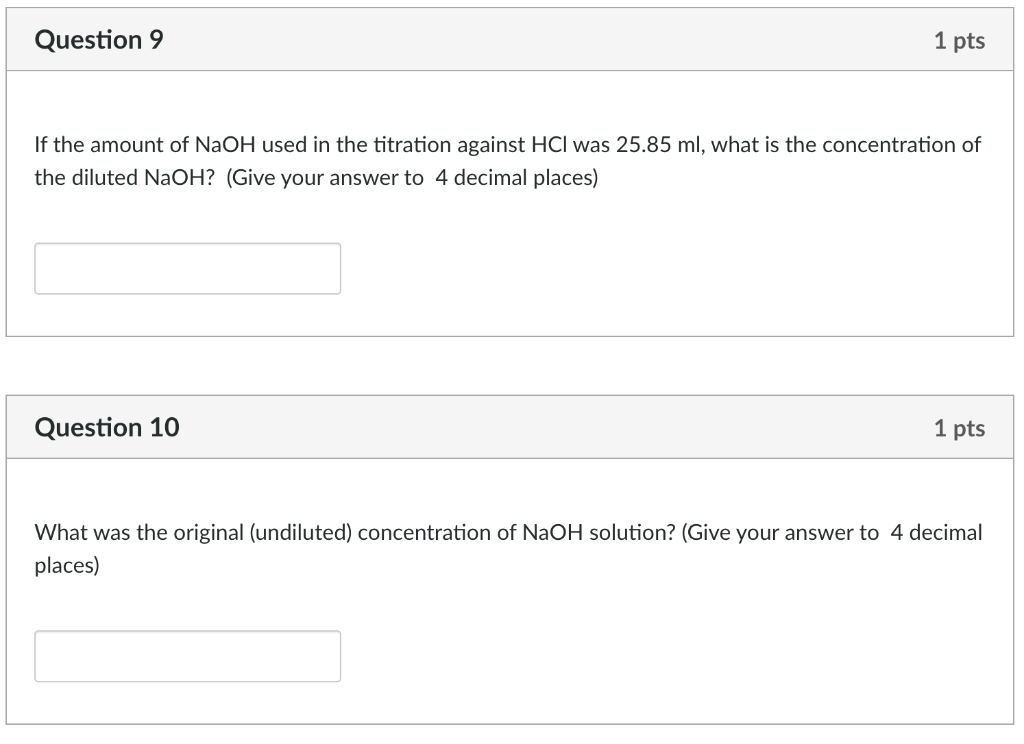 If the amount of NaOH used in the titration against | Chegg.com