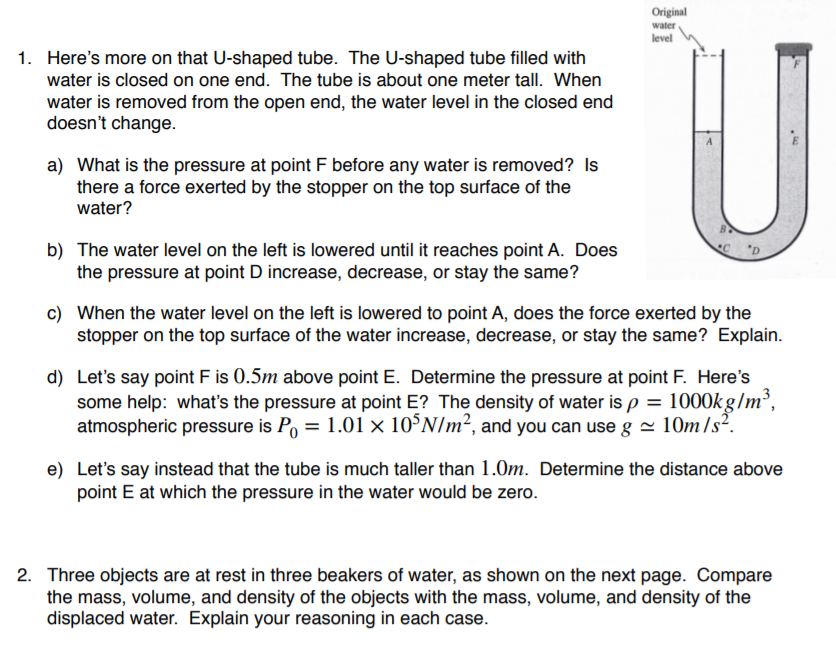 Solved Original water evel Here's more on that Ushaped