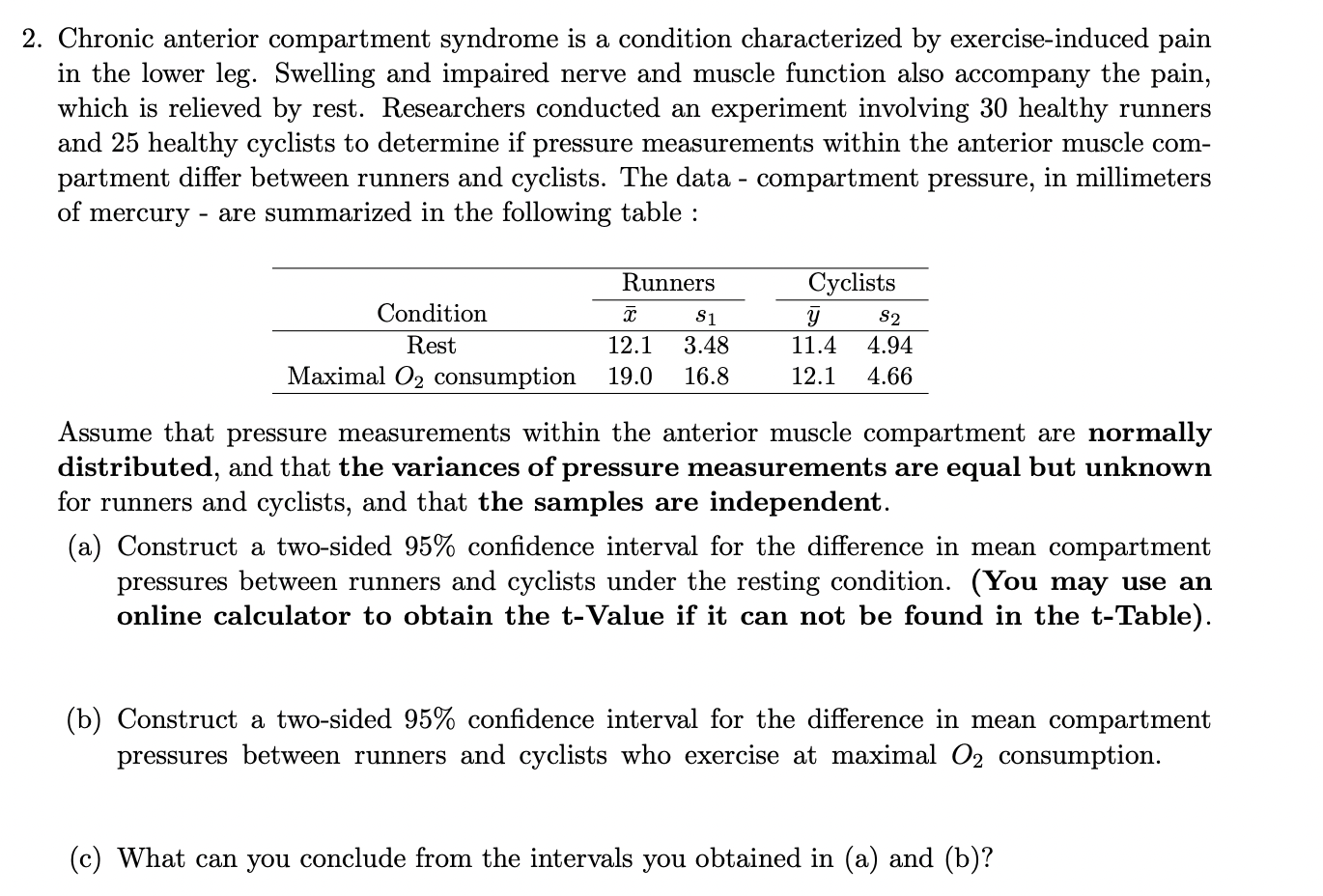 Solved 2. Chronic anterior compartment syndrome is a
