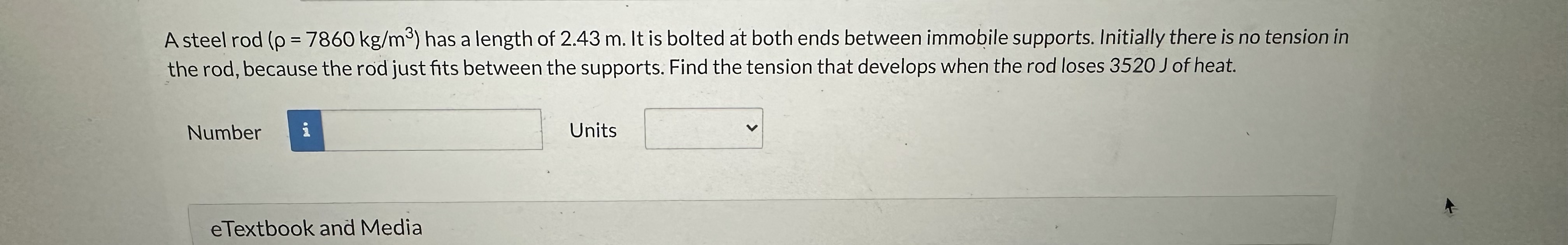 Solved A steel rod (ρ=7860 kg/m3) has a length of 2.43 m. It | Chegg.com