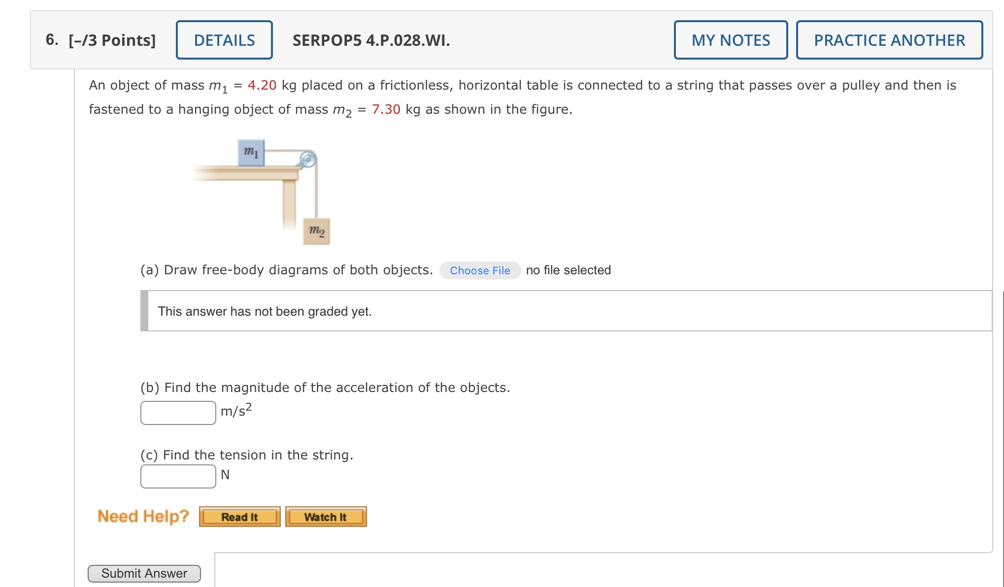 Solved In Object Of Mass M1=4.20 Kg Placed On A | Chegg.com