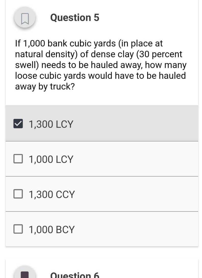 Solved Question 5 If 1,000 bank cubic yards in place at