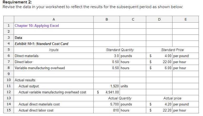 Solved Chapter 10: Applying Excel: Exercise (Part 2 of 2) | Chegg.com