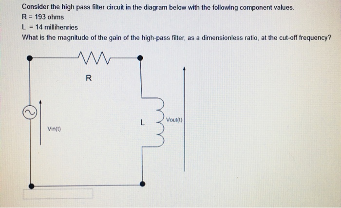 Solved Consider the high pass filter circuit in the diagram | Chegg.com