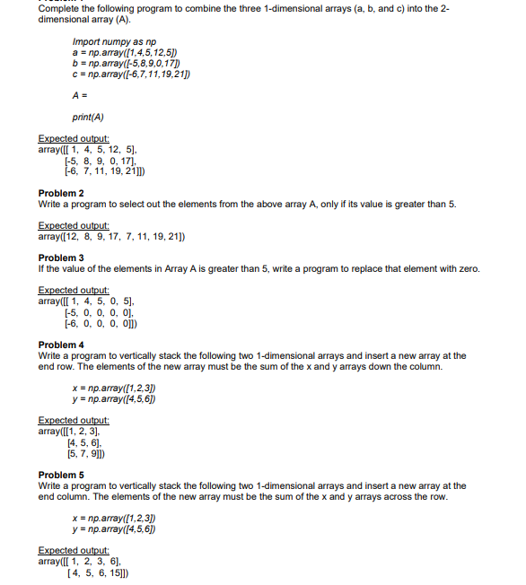 Solved Problem 2 Write a program to select out the elements | Chegg.com