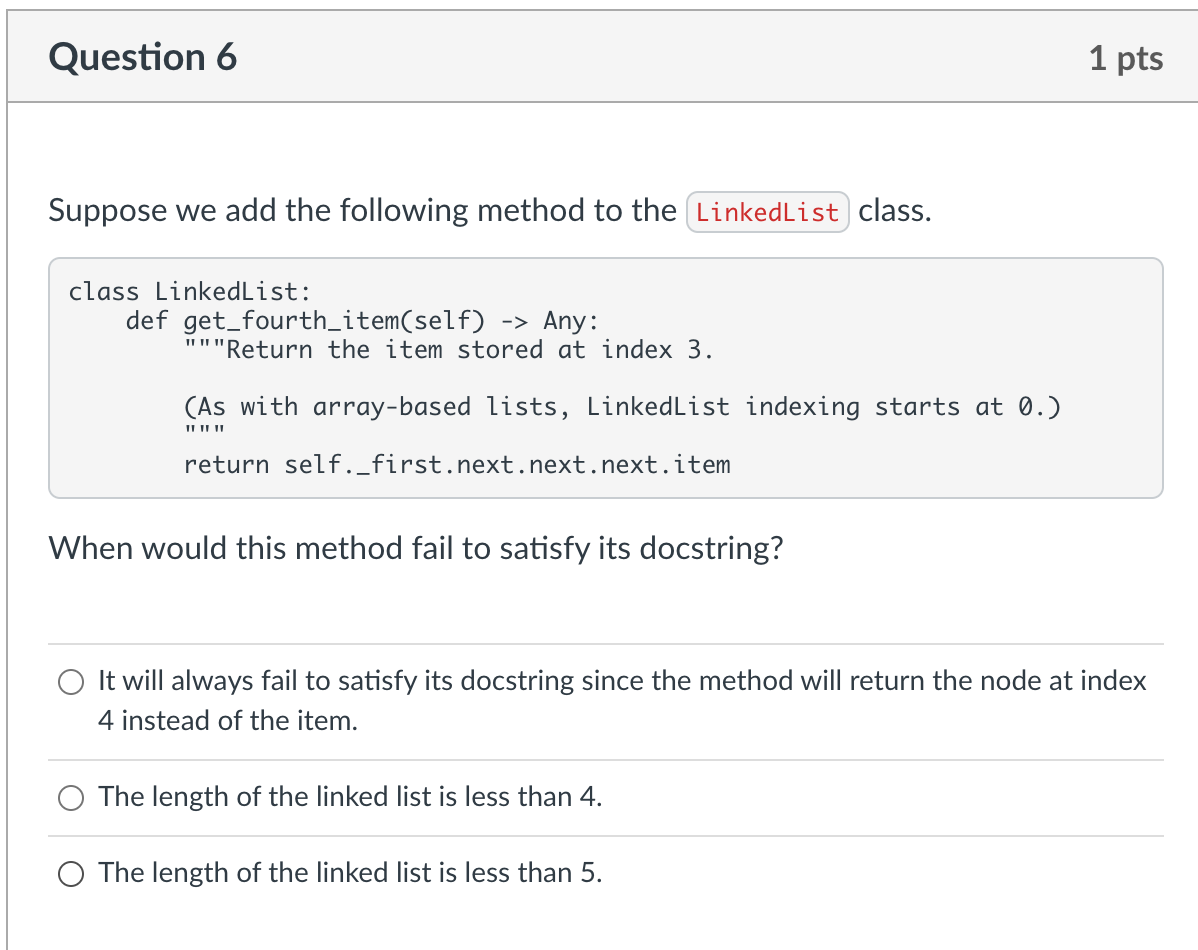 Solved Question 6Suppose we add the following method to | Chegg.com