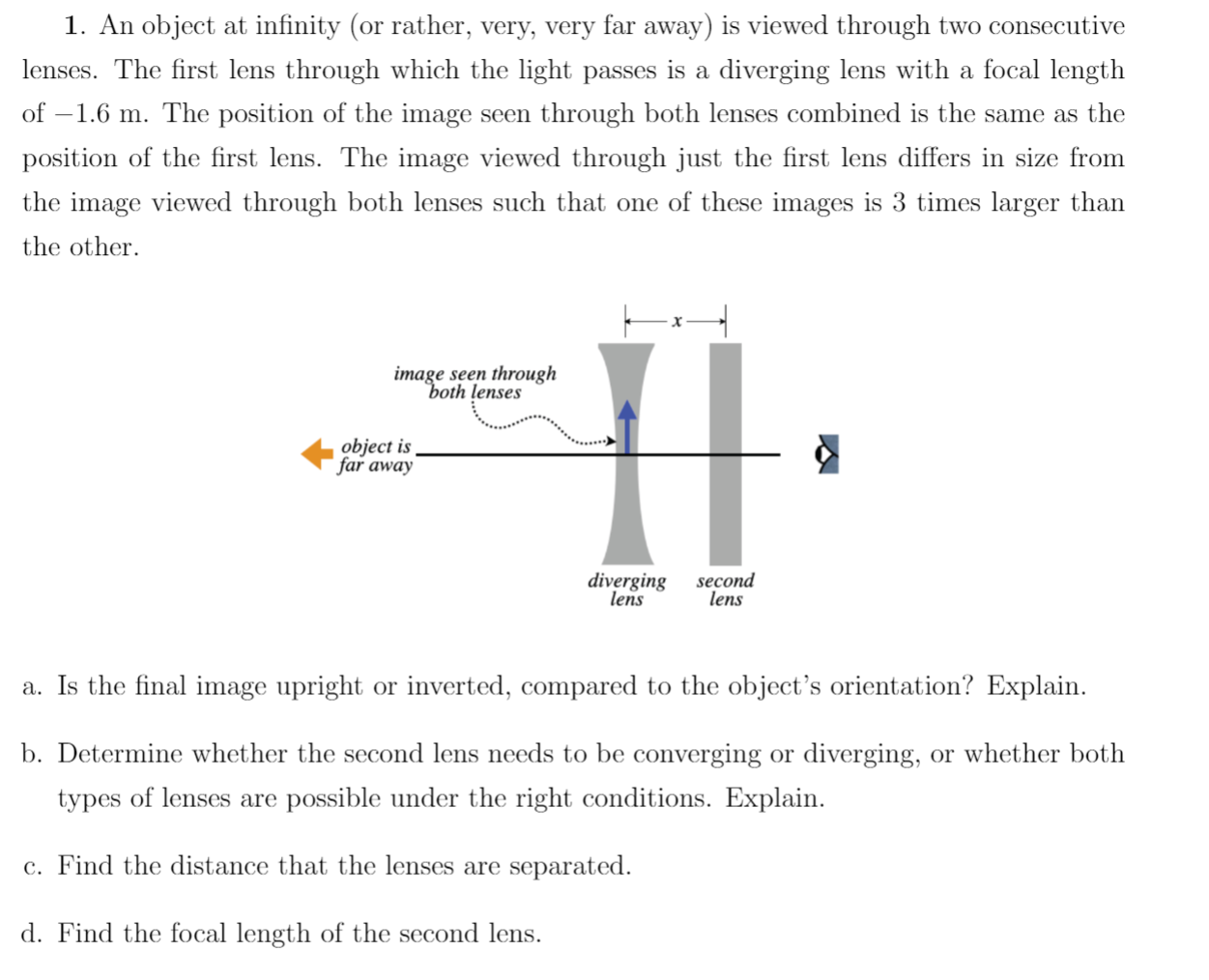 Solved 1. An object at infinity (or rather, very, very far | Chegg.com