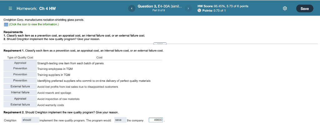 Solved = Homework: Ch 4 HW Question 3, E4-30A (simil... Part | Chegg.com