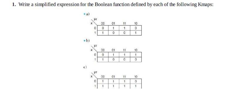 Solved 1. Write a simplified expression for the Boolean | Chegg.com