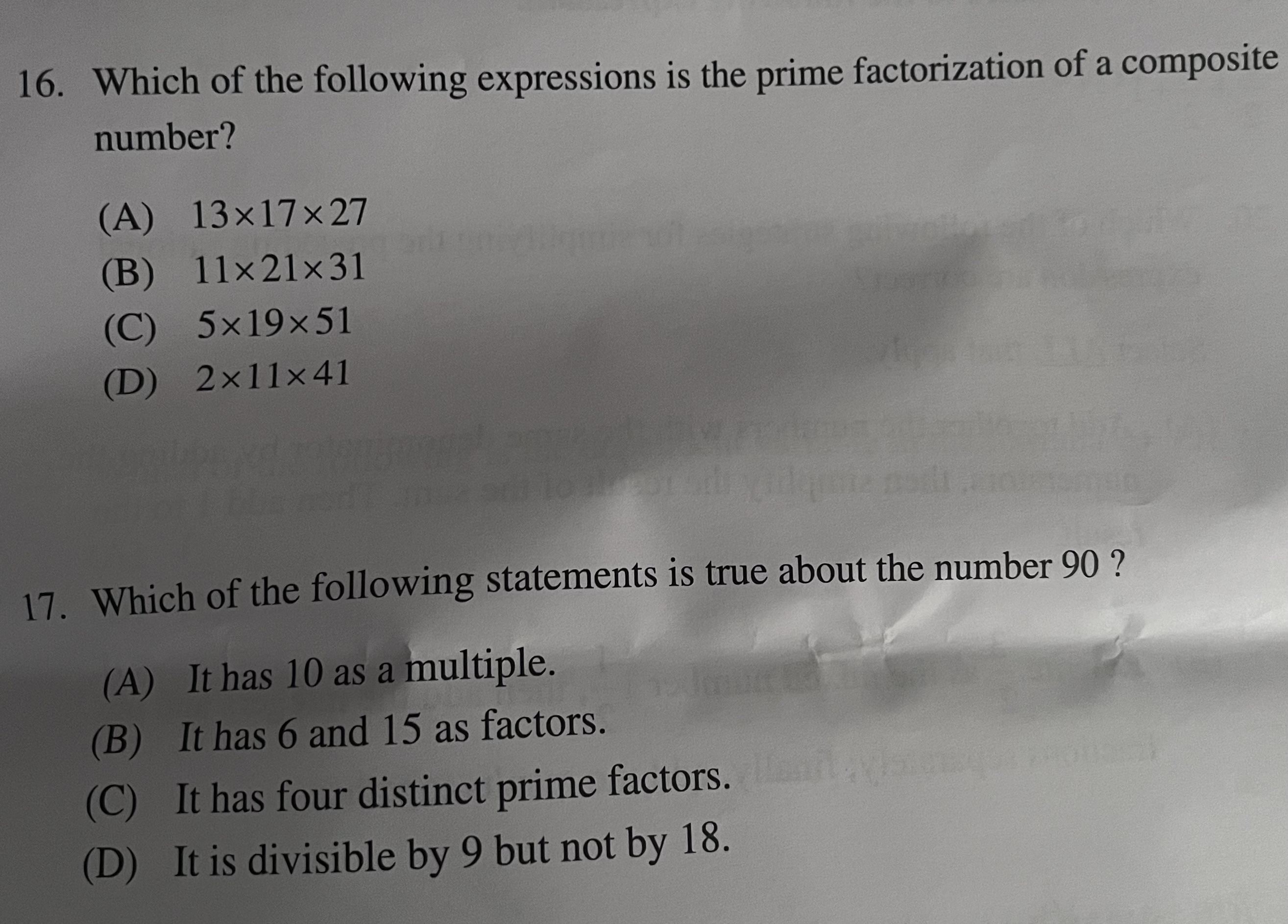 which of the following expressions has prime factors