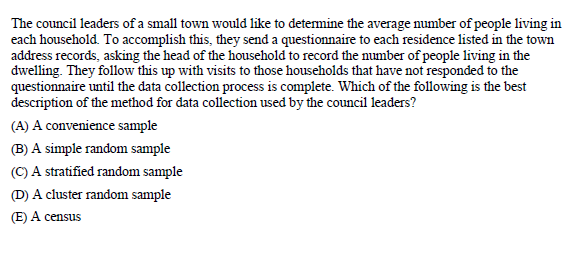 Solved The council leaders of a small town would like to | Chegg.com