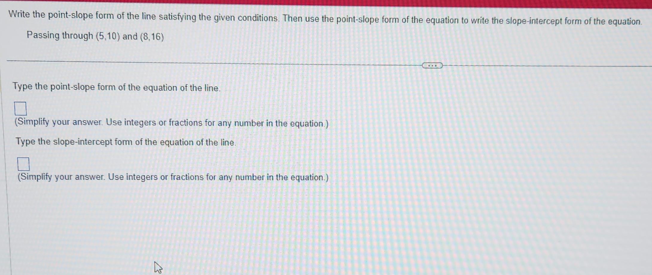 solved-write-the-point-slope-form-of-the-line-satisfying-the-chegg