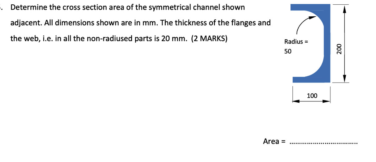 Solved Determine the cross section area of the symmetrical | Chegg.com