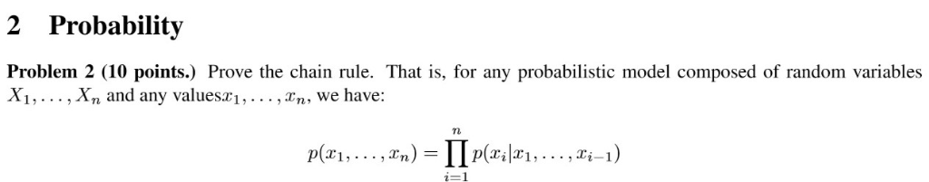 Solved 2 Probability Problem 2 (10 points.) Prove the chain | Chegg.com