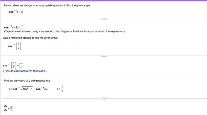 Solved Use a reference triangle in an appropriate quadrant | Chegg.com