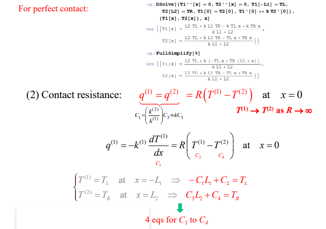 Boundary Conditions Contact Resistance L + L2 T(!) =T | Chegg.com
