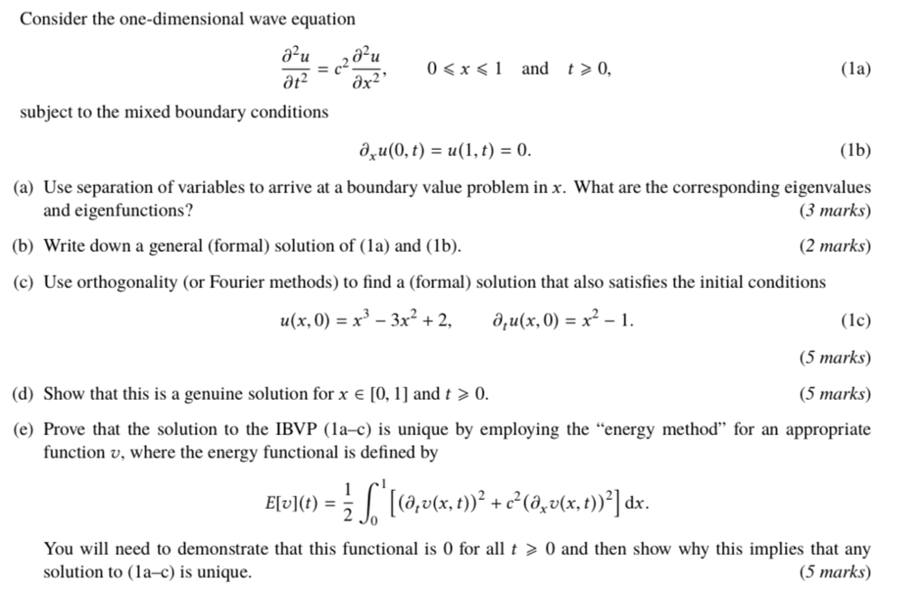 Solved Consider the one-dimensional wave equation lu , 0 0, | Chegg.com