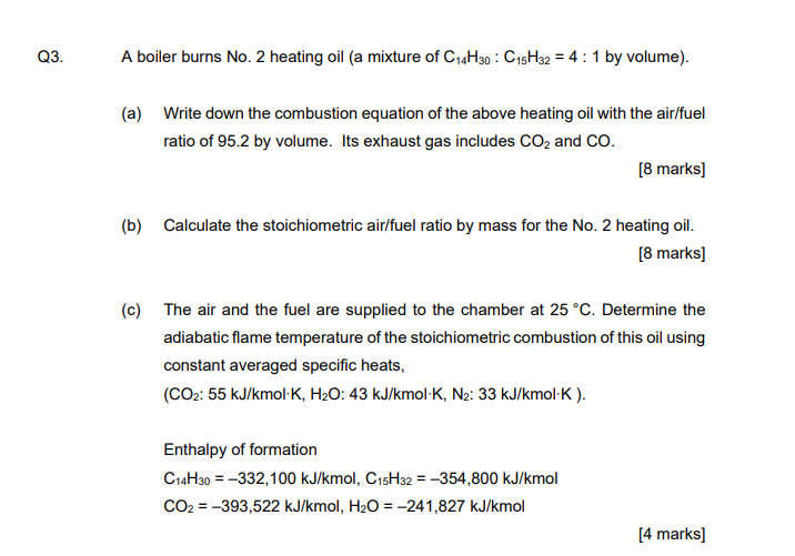 Solved A boiler burns No. 2 heating oil (a mixture of | Chegg.com